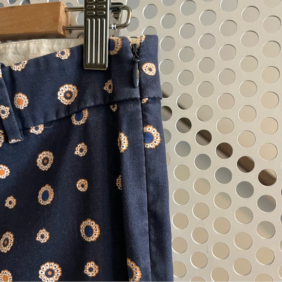 J Crew Minnie Foulard Print Ankle Length Pants Size 8 in Navy Blue and Cream - Picture 5 of 9